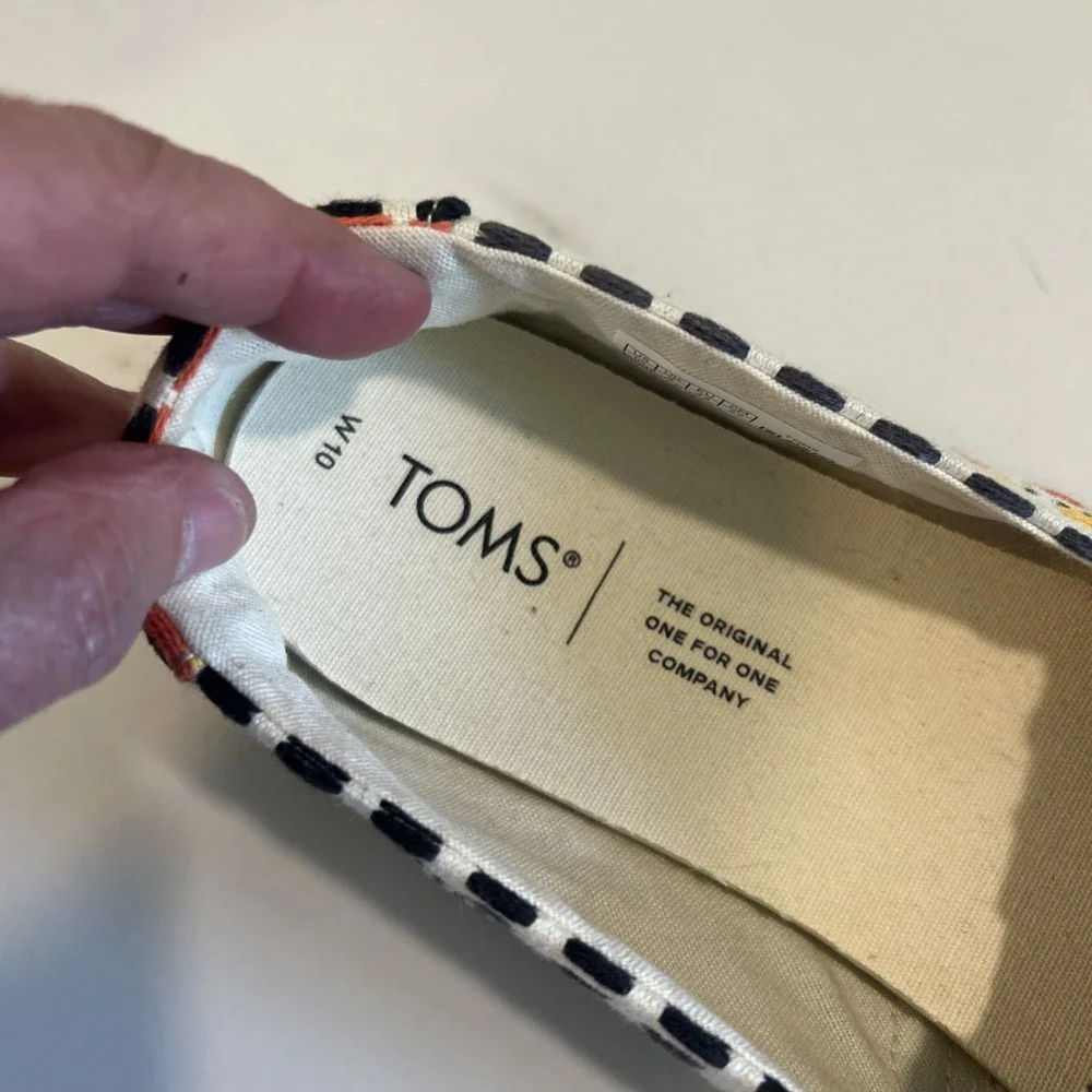 TOMS Alpargata Rope‎ Espadrille Flat Women's 8 Natural Woven Boho Embroidered
